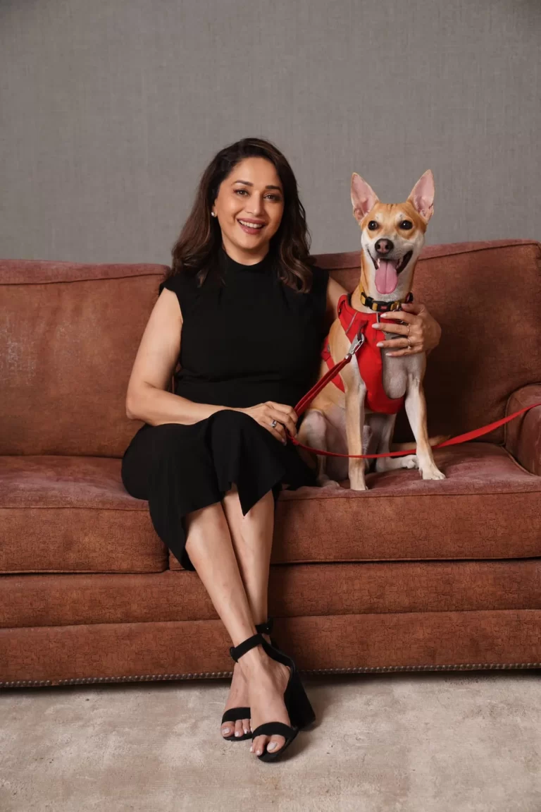 Maduri Dixit with her Pet Dog