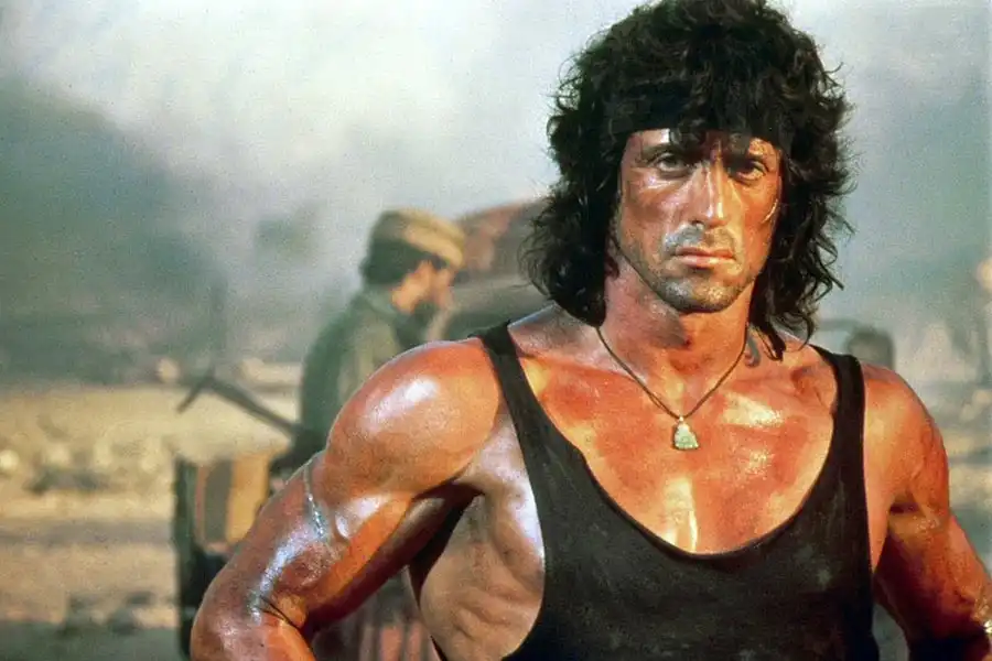 Sylvester Stallone in the movie Rambo as Rambo